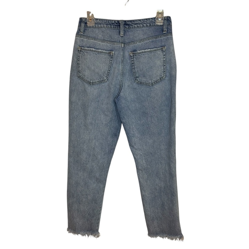 Flying Monkey Distressed Crop Jeans Size 27 Raw Hem Light Wash Denim - Picture 2 of 11